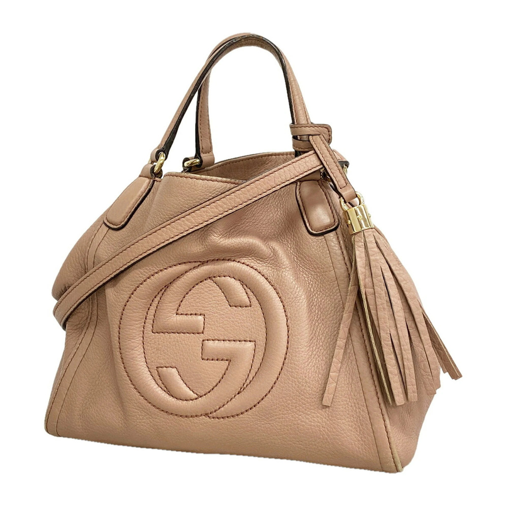 Gucci Soho Handbag 336751 Leather Pink Champagne 2-way Bag for Women